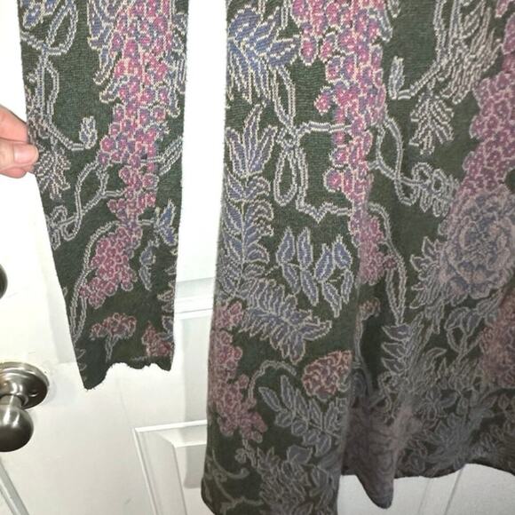 Peruvian Connections Pima Cotton Midi Sweater Dress Sz Small floral vines - Picture 3 of 4